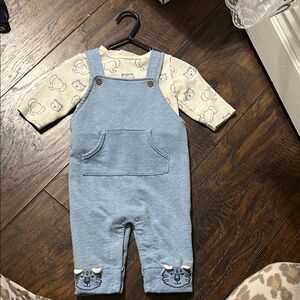 Blue Kids Overalls with Animal Design